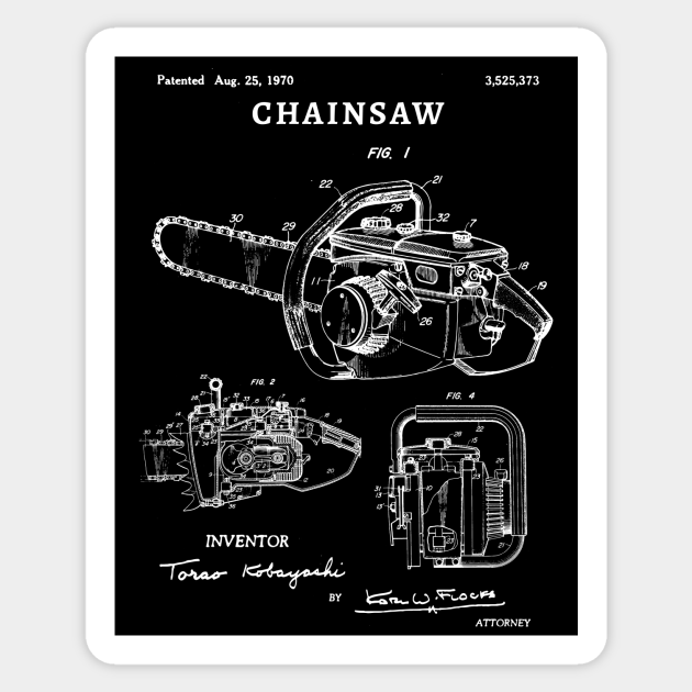 Chainsaw Patent Art 1970 Chainsaw lover gift Chainsaw Gift Sticker